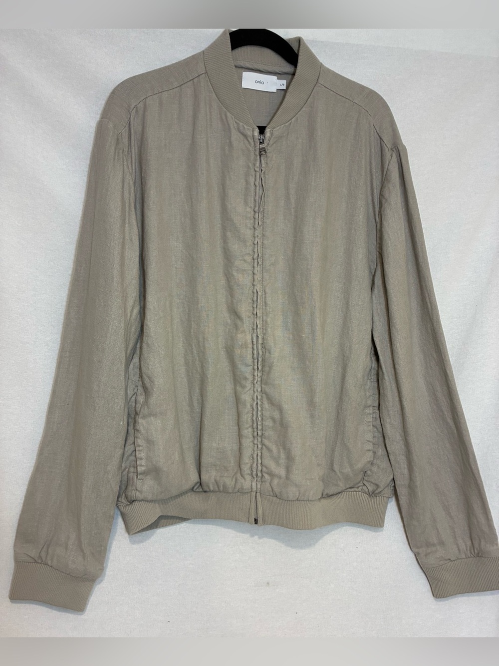Onia Linen Zip Up Jacket Spring Fall Coat Men's Size Large Minimalist Classic